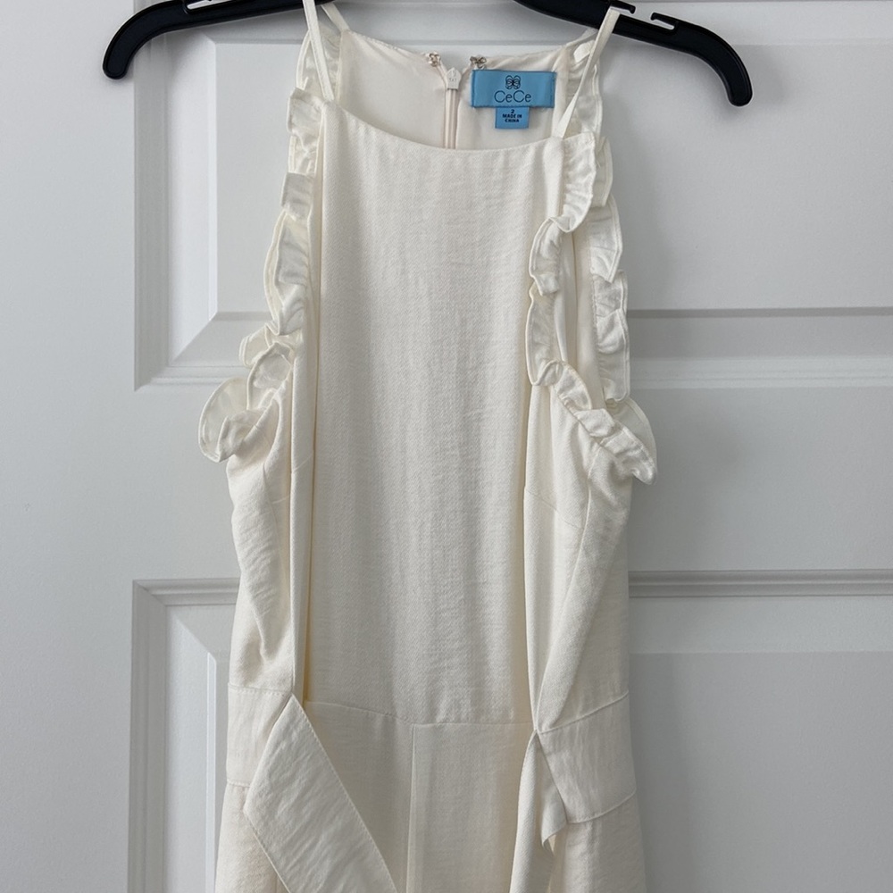 Cece ivory sleeveless halter jumpsuit